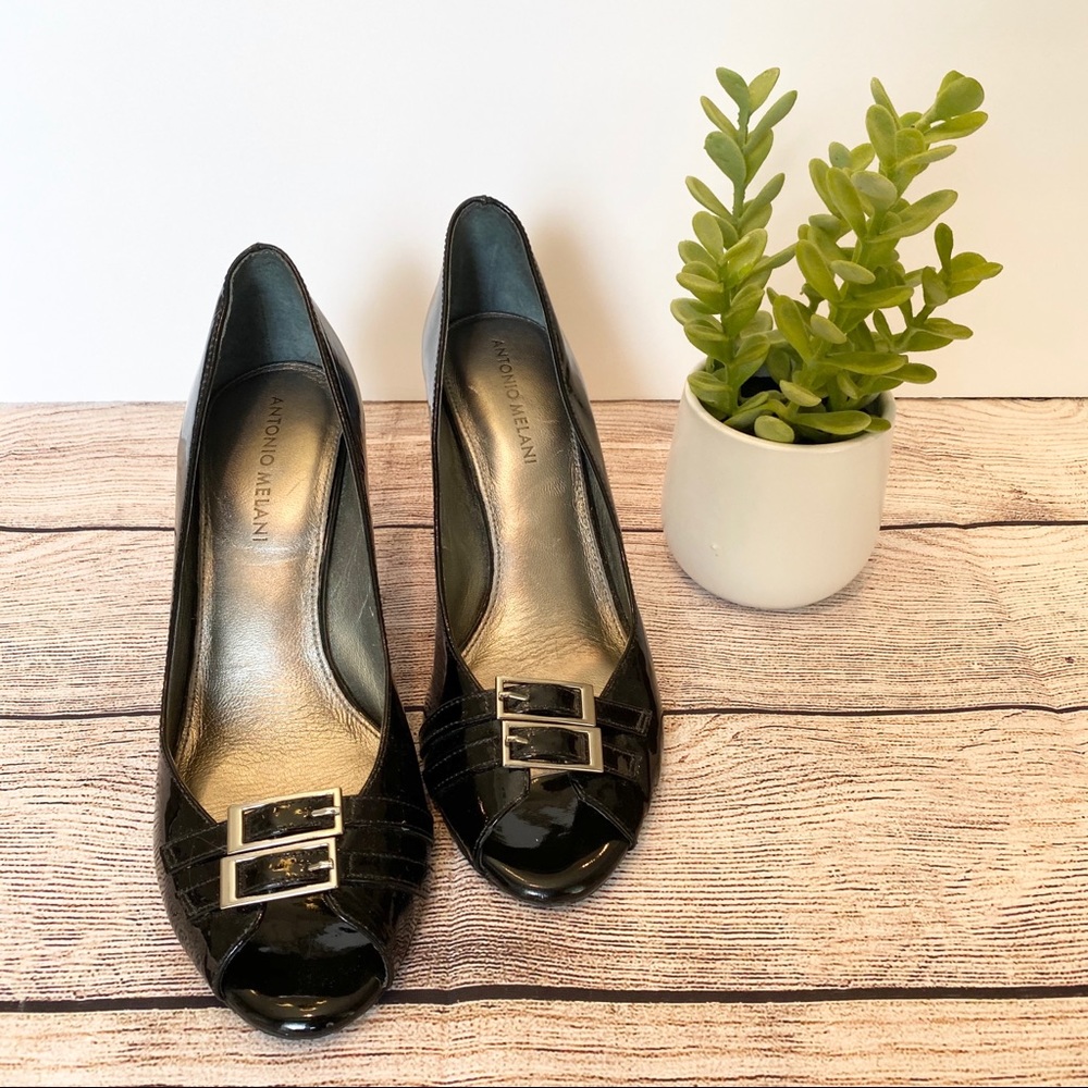 Antonio Melani Black Peep Toe Pumps